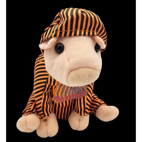 Toy Factory Pig BABE 8" Orange Black Halloween Neck-Tag Stuffed Universal 1995 - Picture 2 of 10